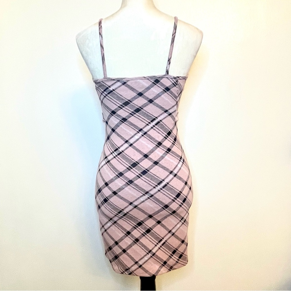 Rue 21 XS Pink Plaid Bodycon Mini Dress Y2K Preppy Aesthetic - Picture 4 of 11
